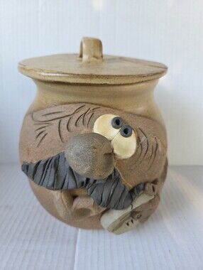 Vintage 70s Thake "Ugly Face" Studio Art Pottery Lidded Jar